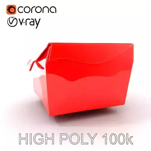 Stylish Red Takeout Container Model Pack for Diverse Uses Low-poly 3D model