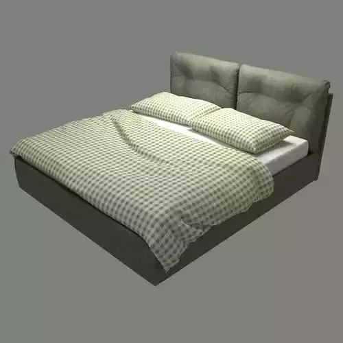 Green Upholstered King size Bed Frame with Cushions Headboard 