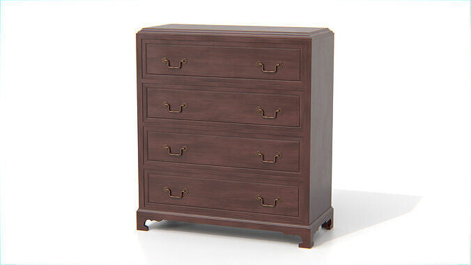 Antique Wooden Chest of Drawers Low-poly 3D model