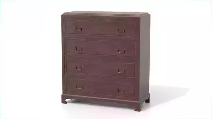 Antique Wooden Chest of Drawers Low-poly 3D model