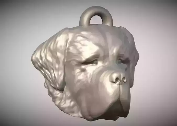 Saint Bernard head key ring ready for 3D printing