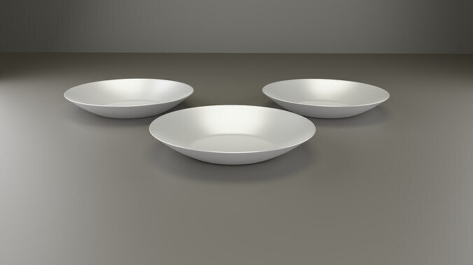 Minimalistic White Shallow Plates-3D Model-Blender Cycles Ready 3D model