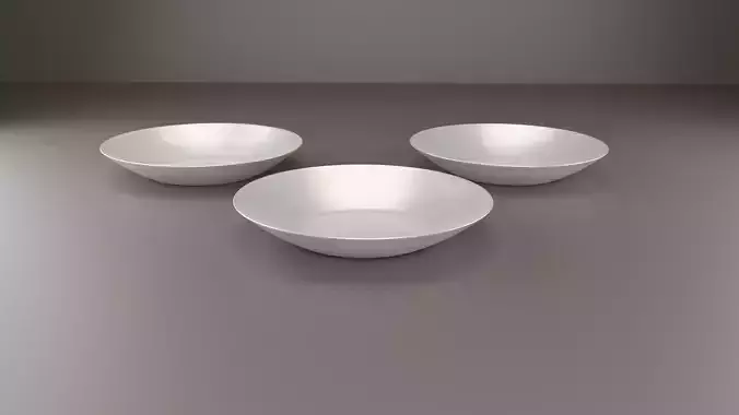 Minimalistic White Shallow Plates-3D Model-Blender Cycles Ready