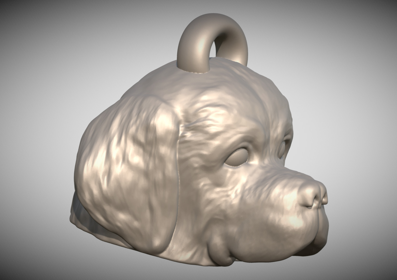 Puppy of Saint Bernard head key ring for 3D printing 3D print model_7