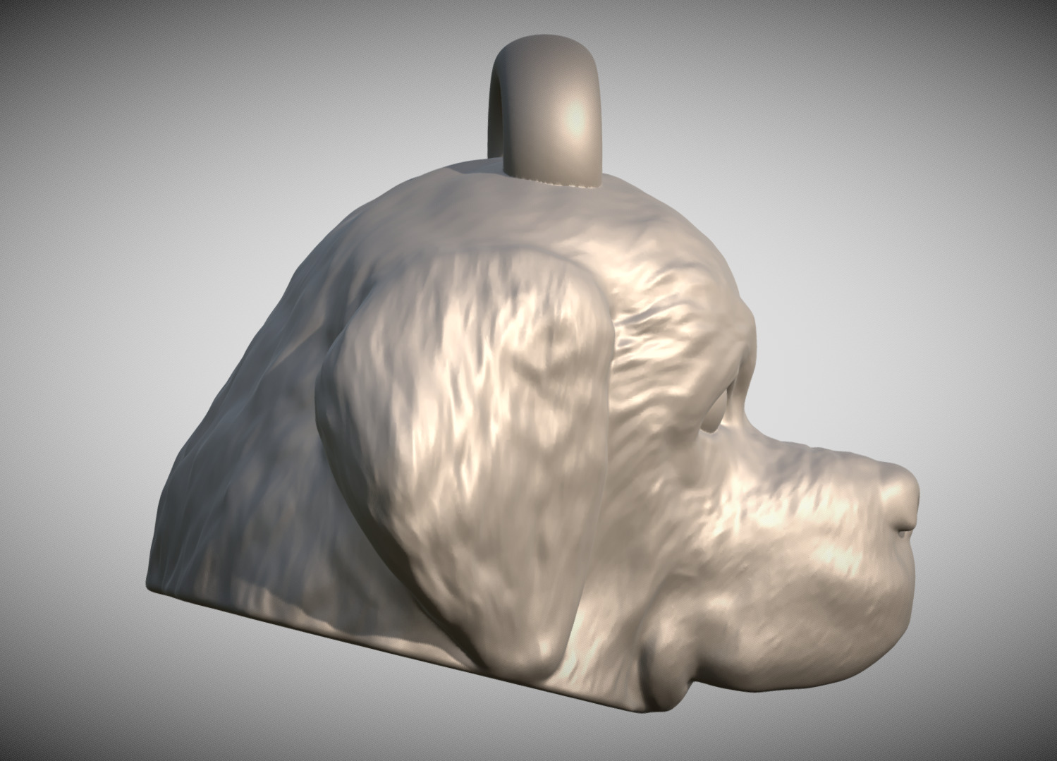 Puppy of Saint Bernard head key ring for 3D printing 3D print model_6