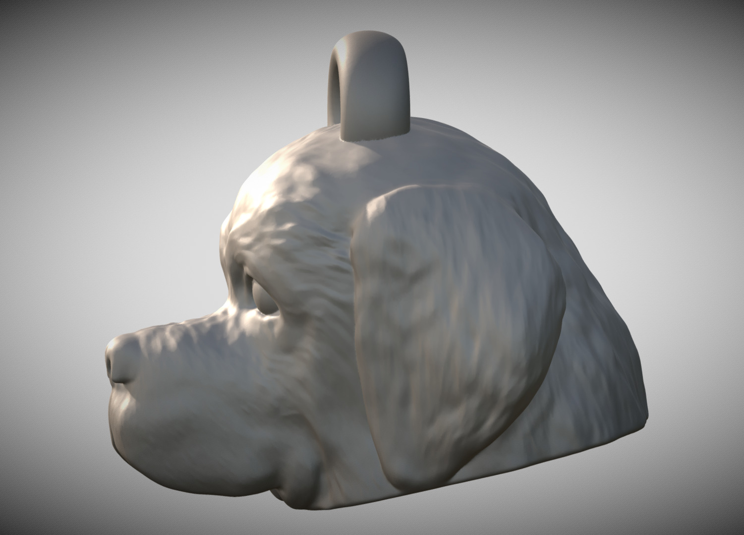 Puppy of Saint Bernard head key ring for 3D printing 3D print model_3