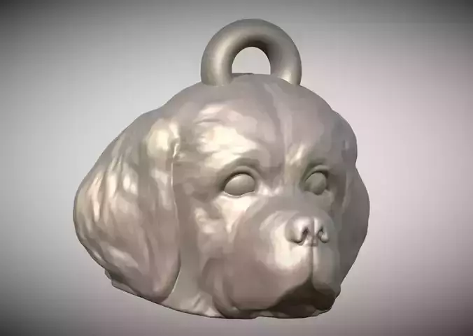 Puppy of Saint Bernard head key ring for 3D printing