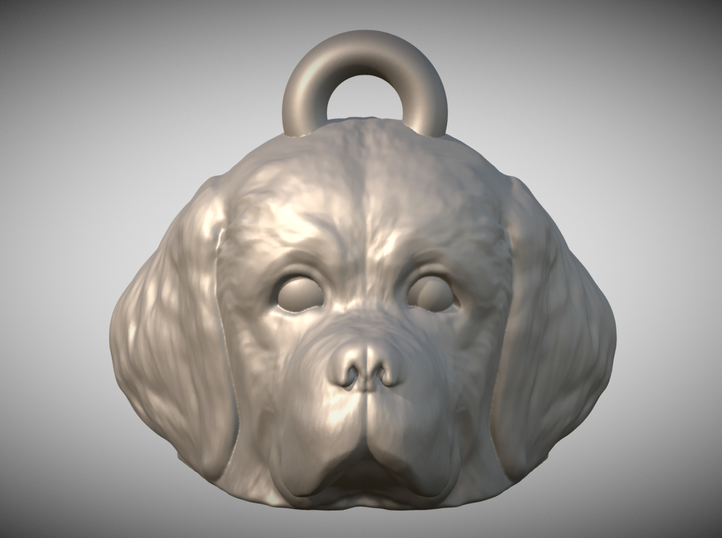 Puppy of Saint Bernard head key ring for 3D printing 3D print model_1