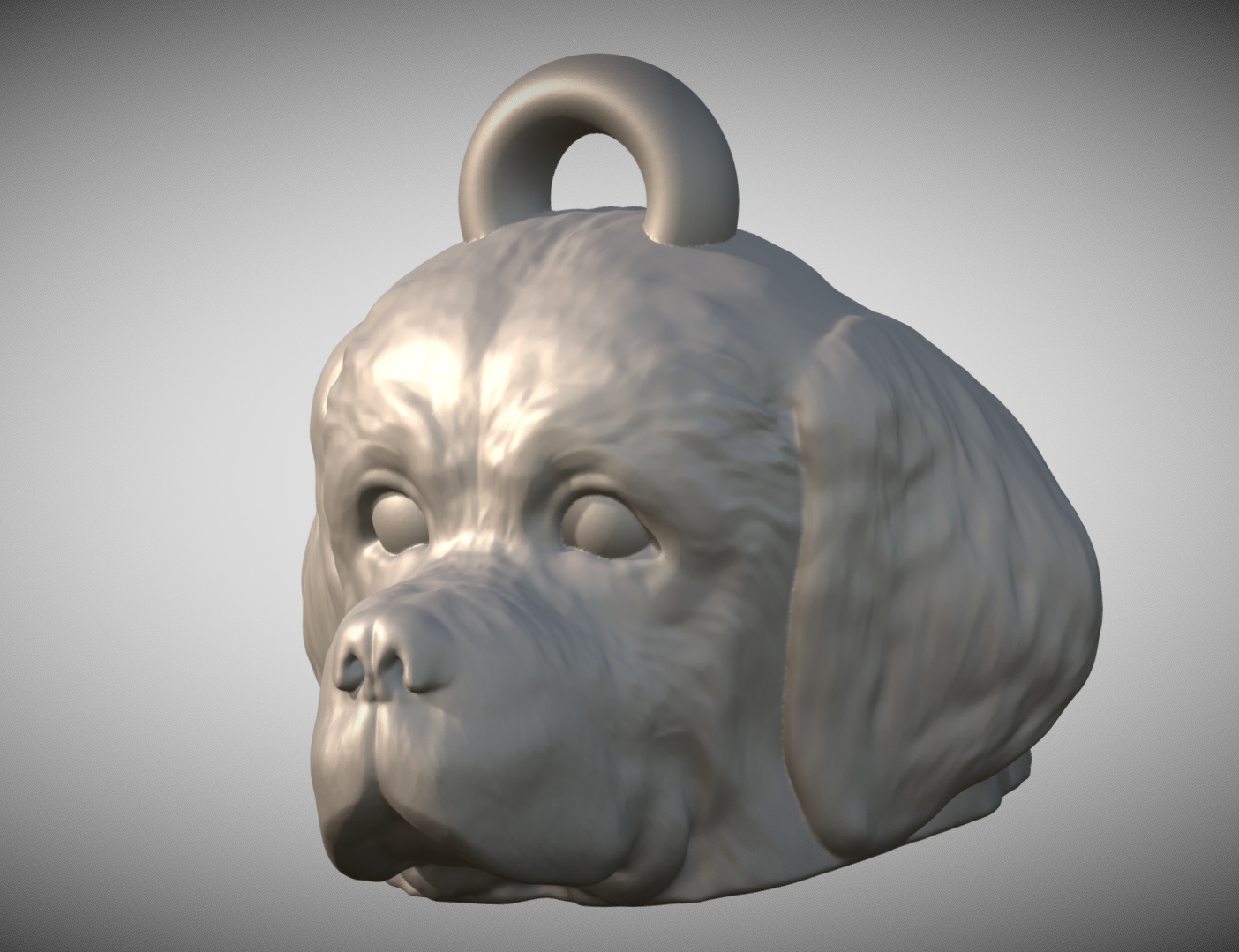 Puppy of Saint Bernard head key ring for 3D printing 3D print model_2