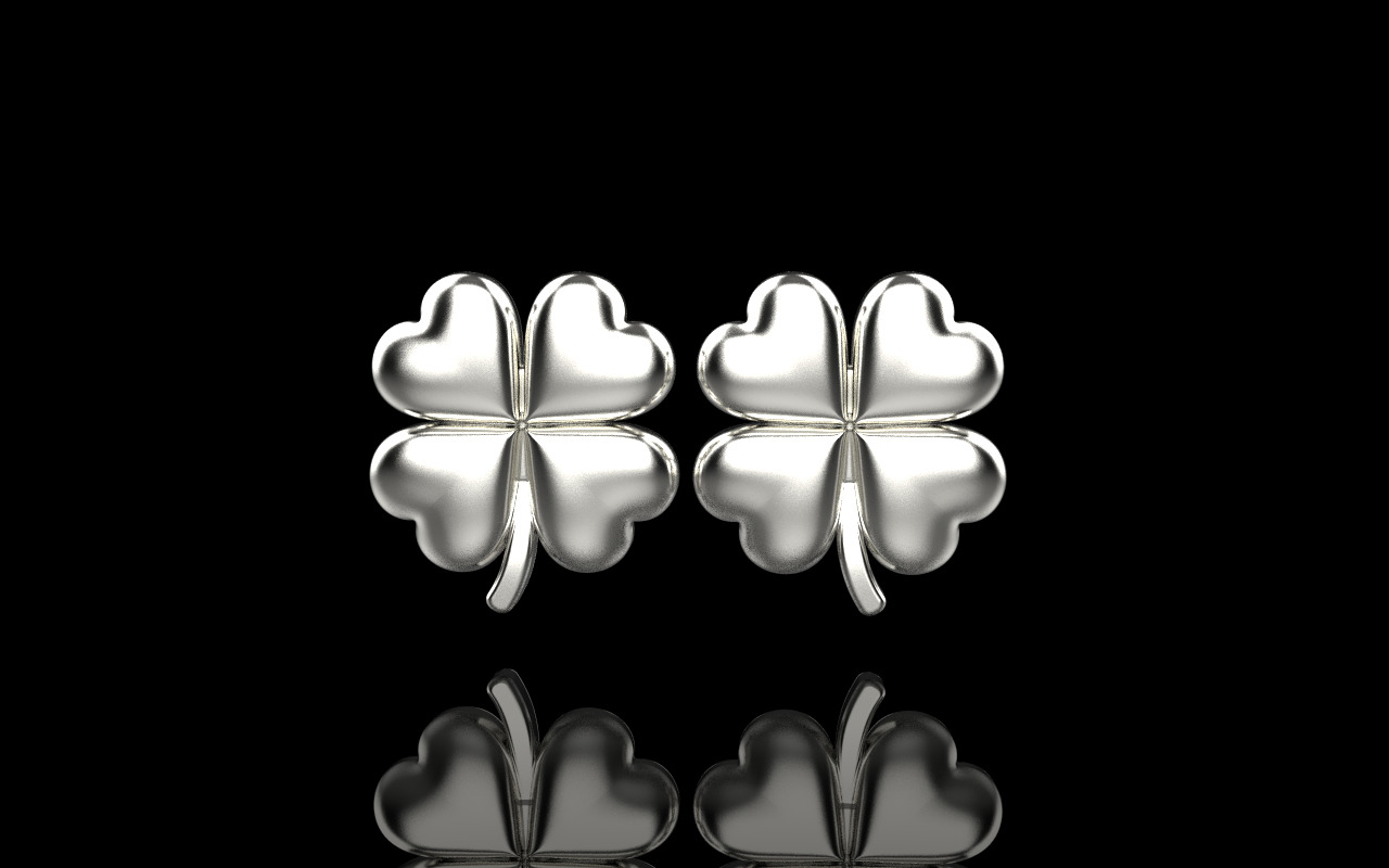 Clover heart stud earring model 1080 3D print model_13
