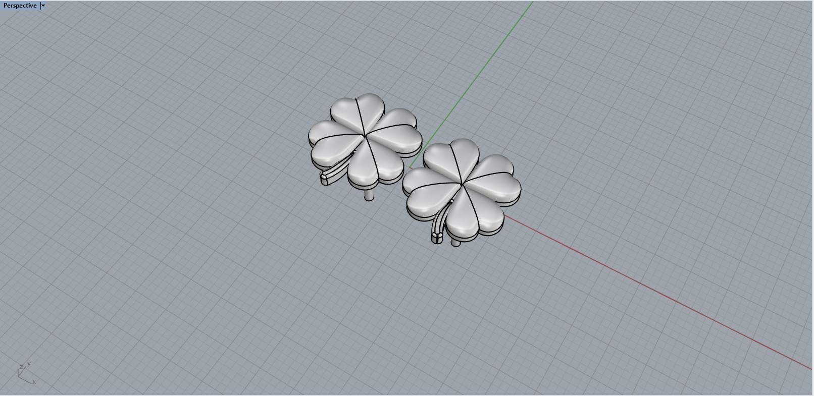 Clover heart stud earring model 1080 3D print model_8