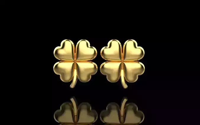Clover heart stud earring model 1080
