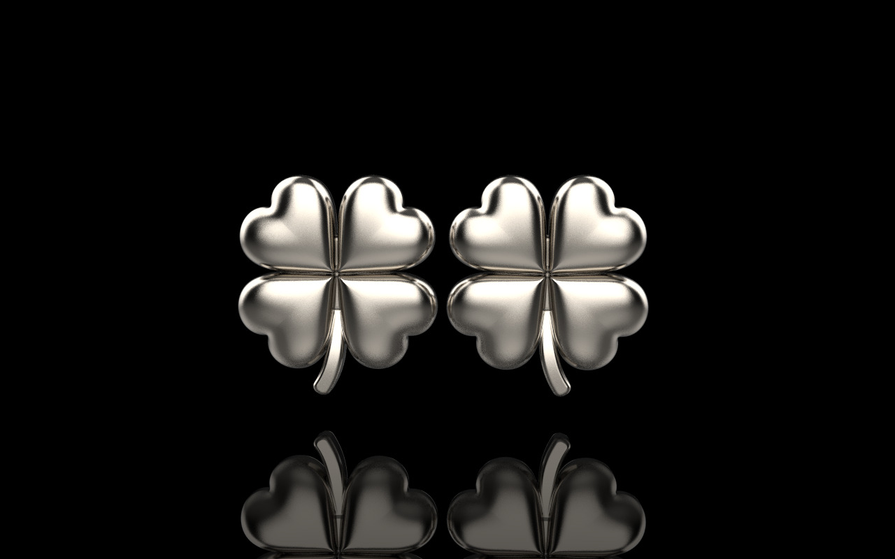 Clover heart stud earring model 1080 3D print model_11