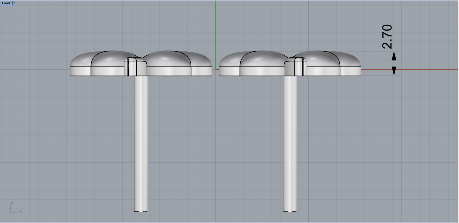 Clover heart stud earring model 1080 3D print model_6