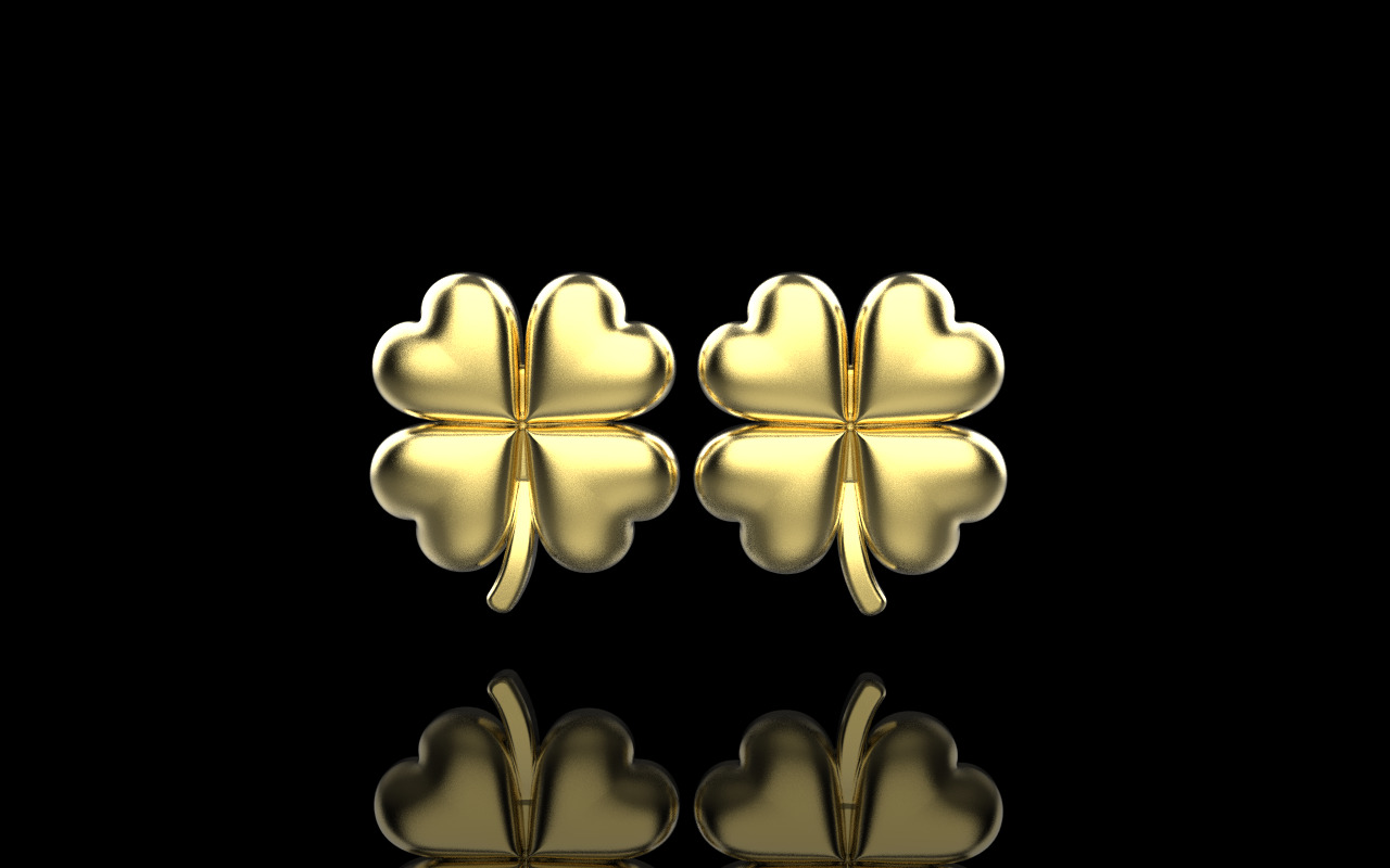 Clover heart stud earring model 1080 3D print model_9