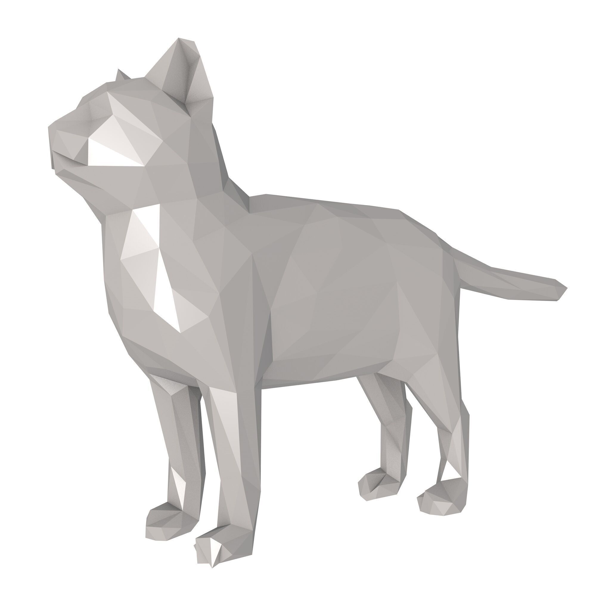 Cat low poly 3D print model_1
