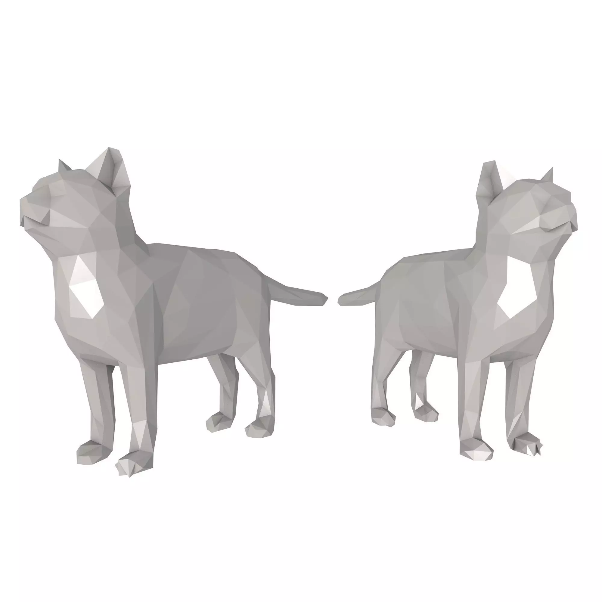 Cat low poly 3D print model_0