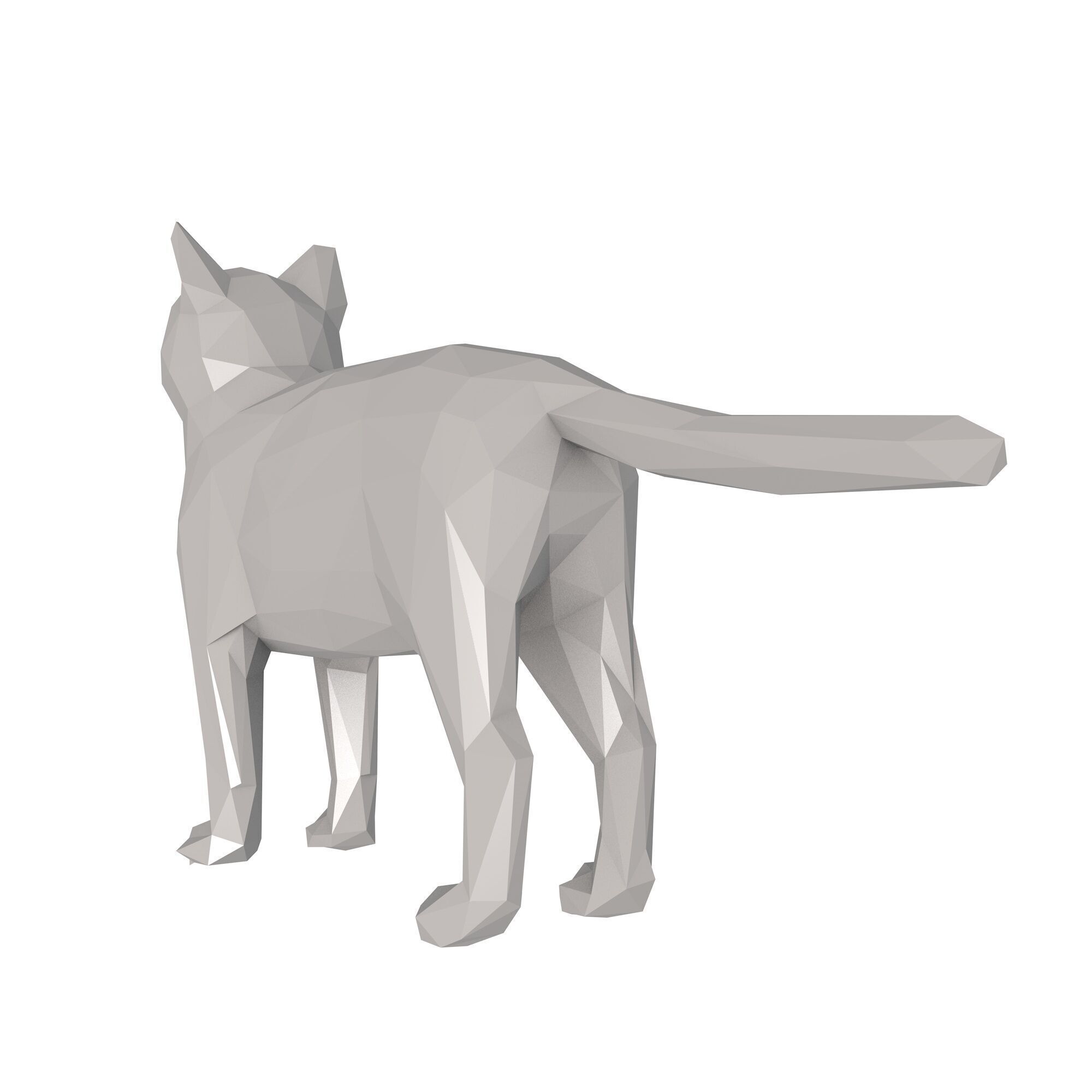Cat low poly 3D print model_5