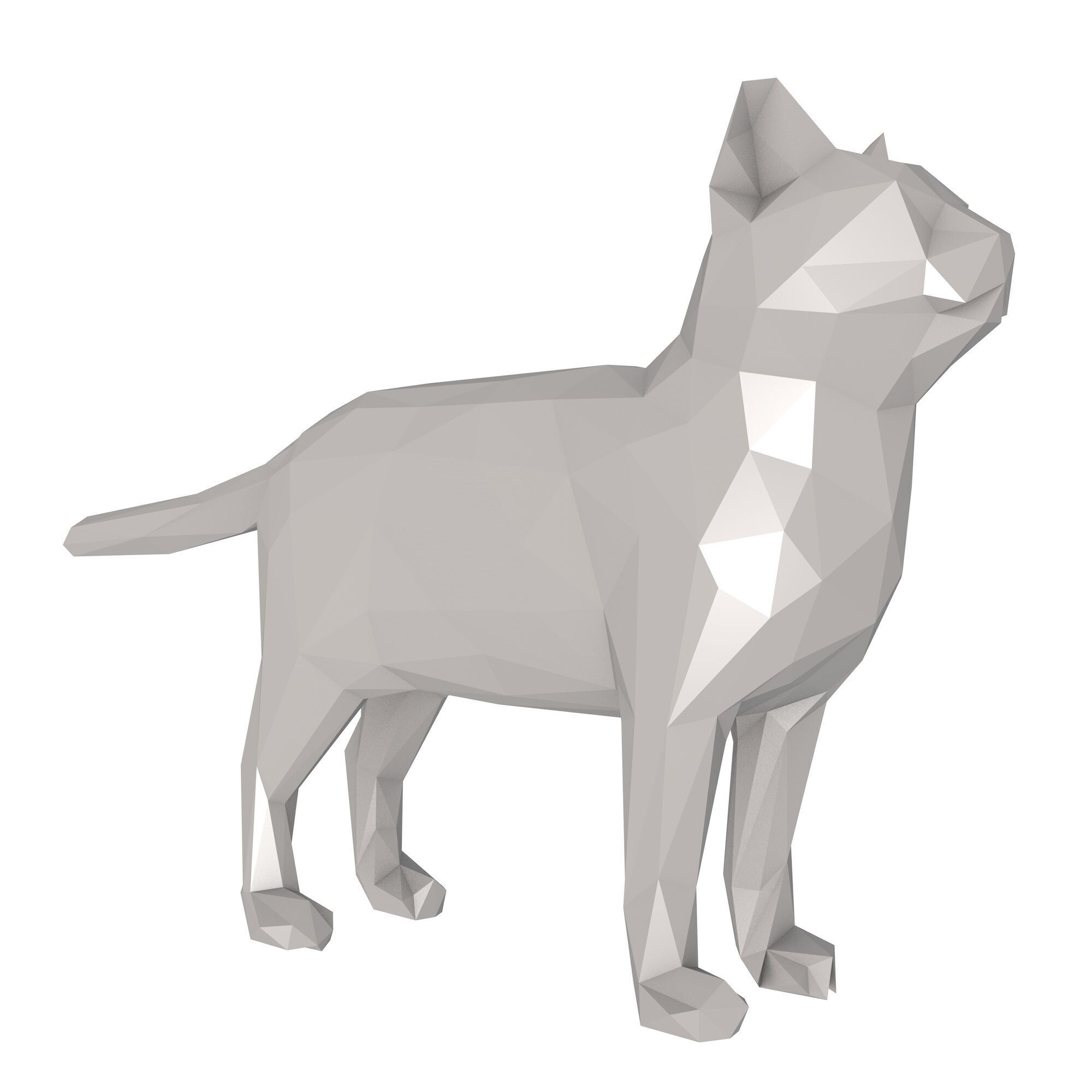 Cat low poly 3D print model_2