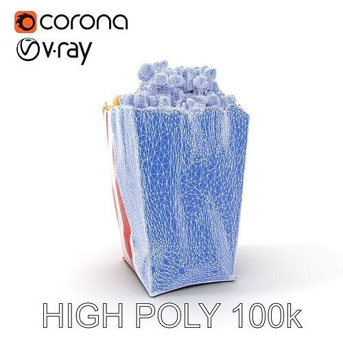 Cinema Popcorn Box Model Pack Low-poly 3D model 6