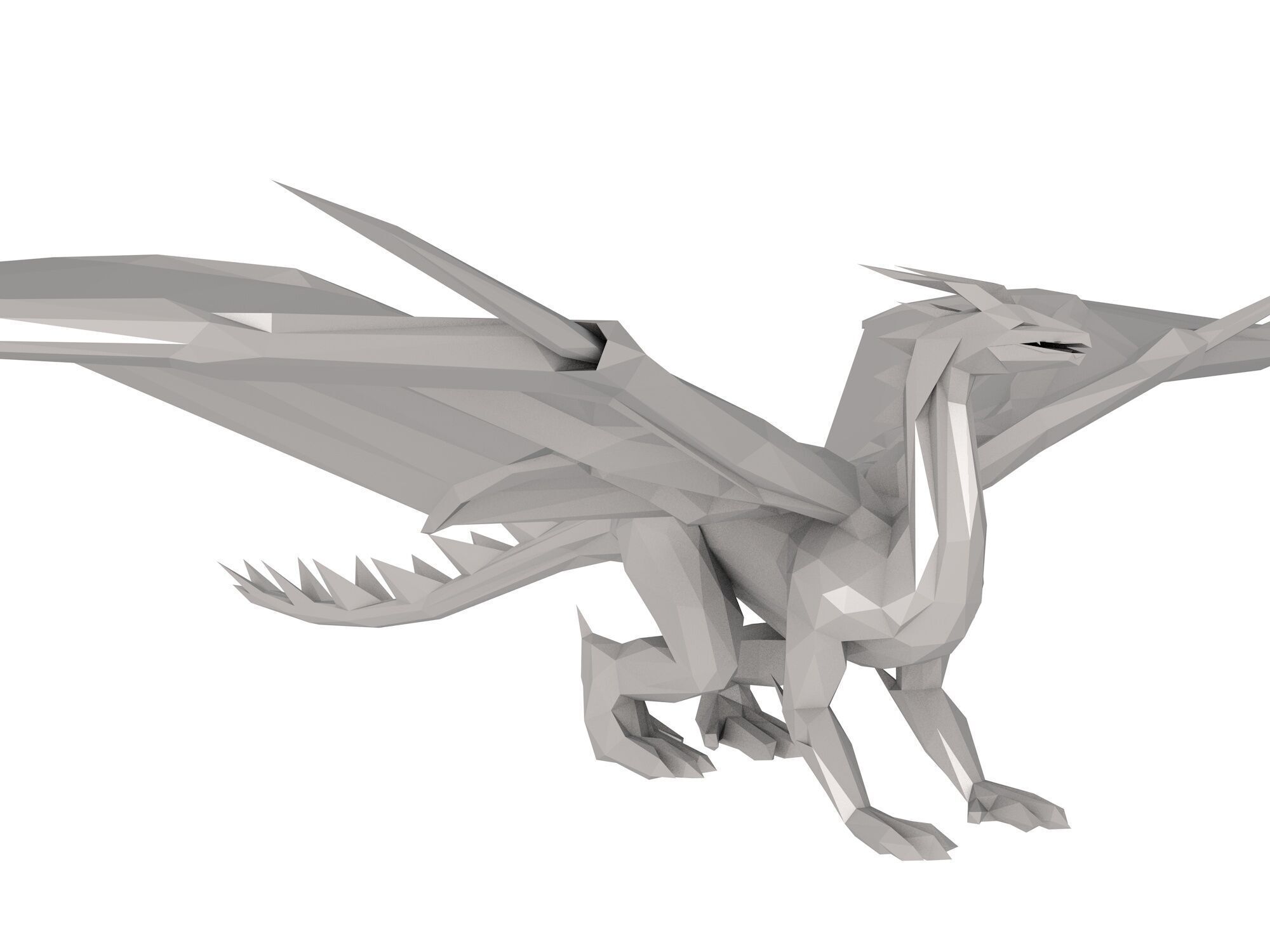 Dragon Low Poly 3D print model_3