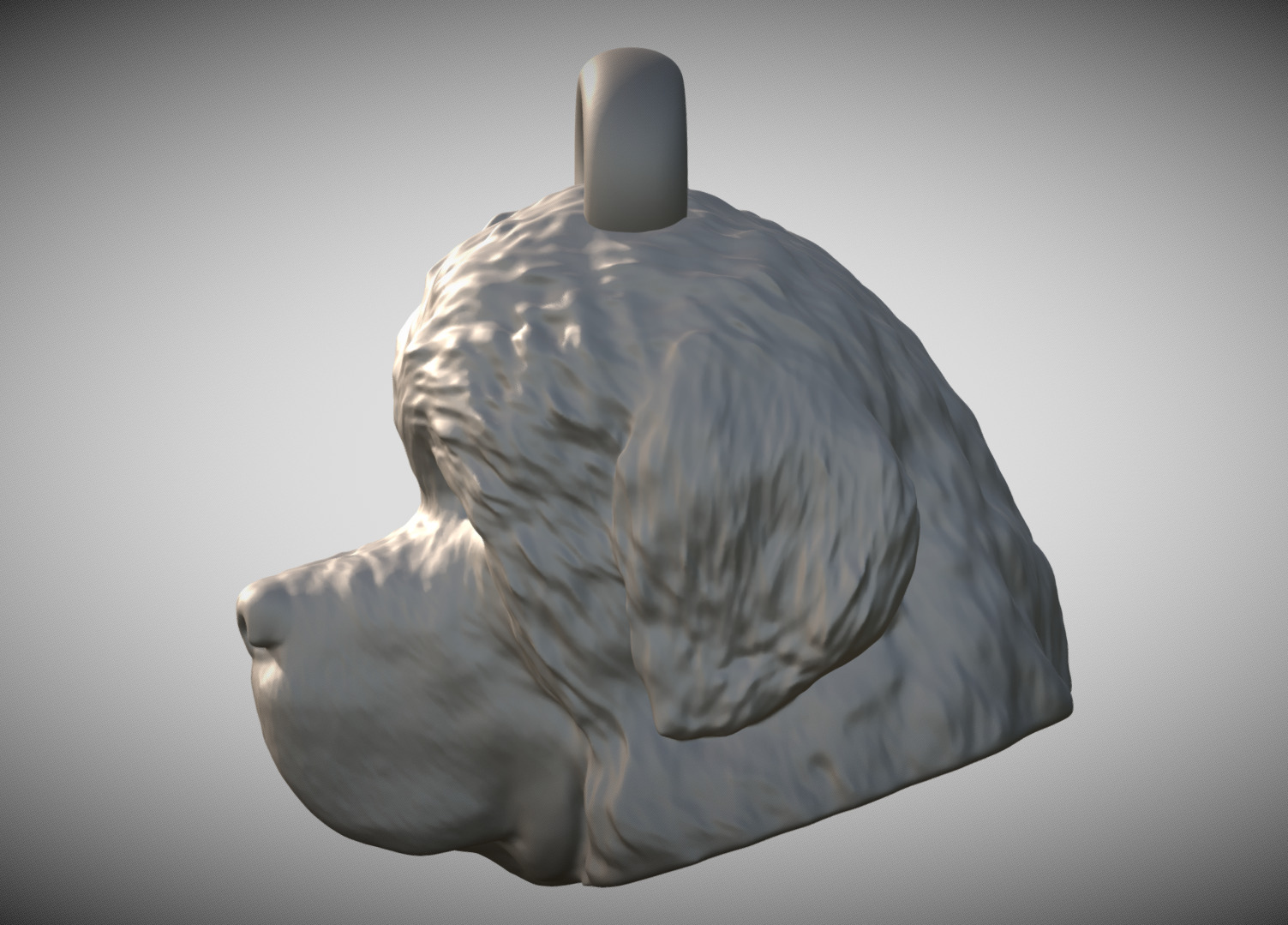 Newfoundland head key ring ready for 3D printing 3D print model_3