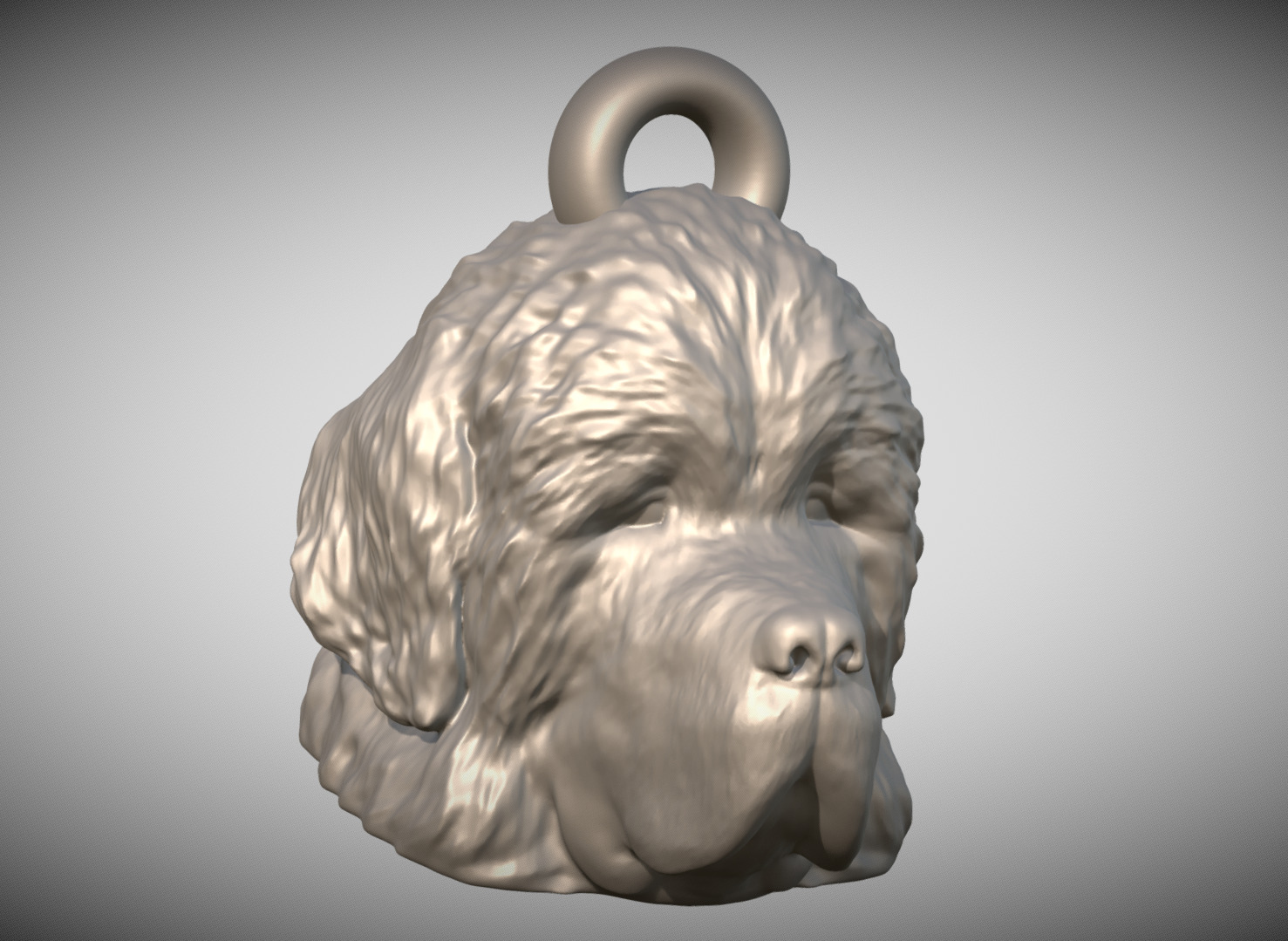 Newfoundland head key ring ready for 3D printing 3D print model_7