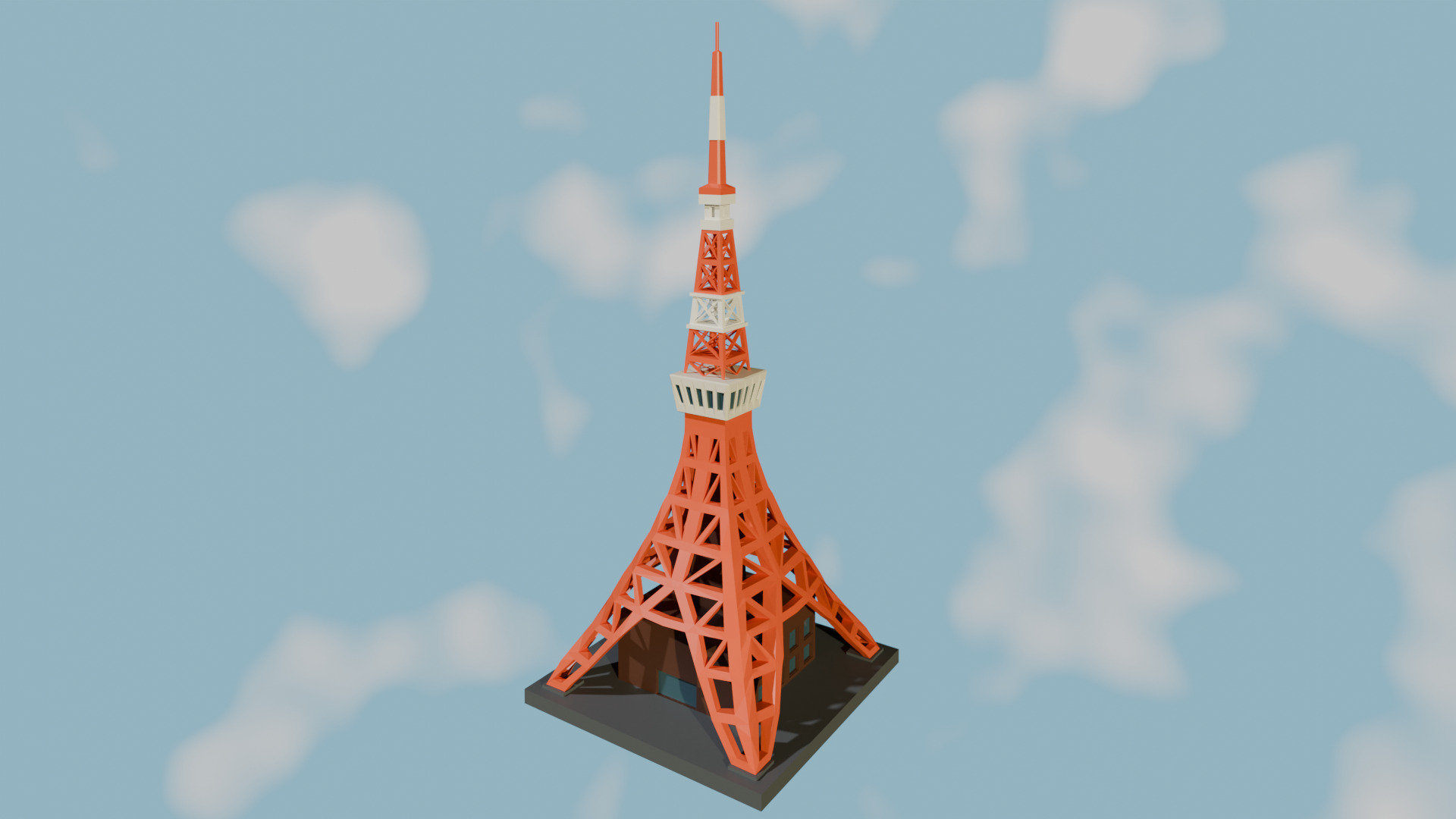  LowPoly Tokyo Tower Low-poly 3D model_2