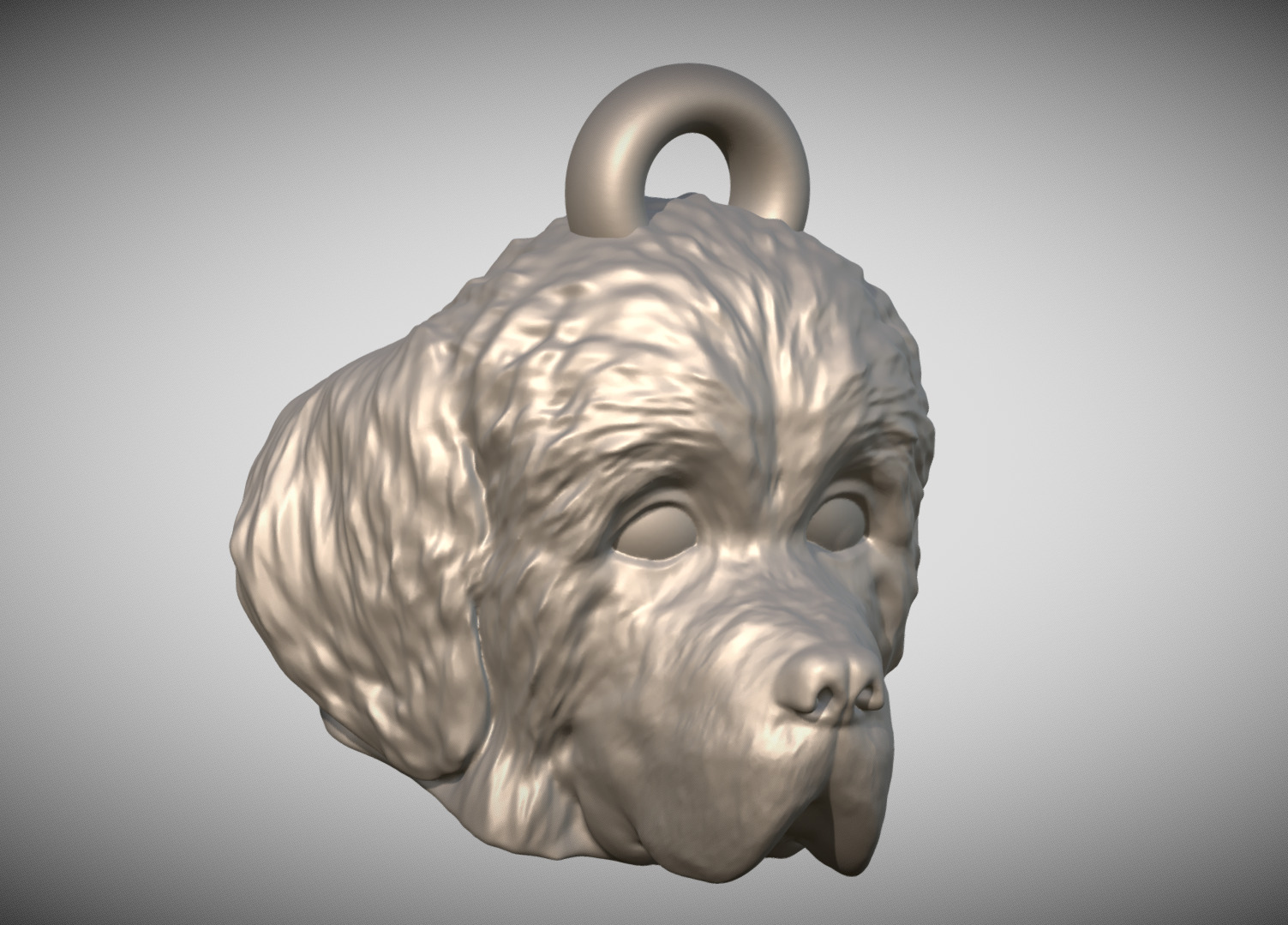 Puppy of Newfoundland head key ring for 3D printing 3D print model_8