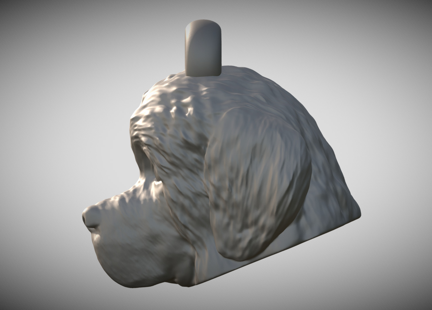 Puppy of Newfoundland head key ring for 3D printing 3D print model_3