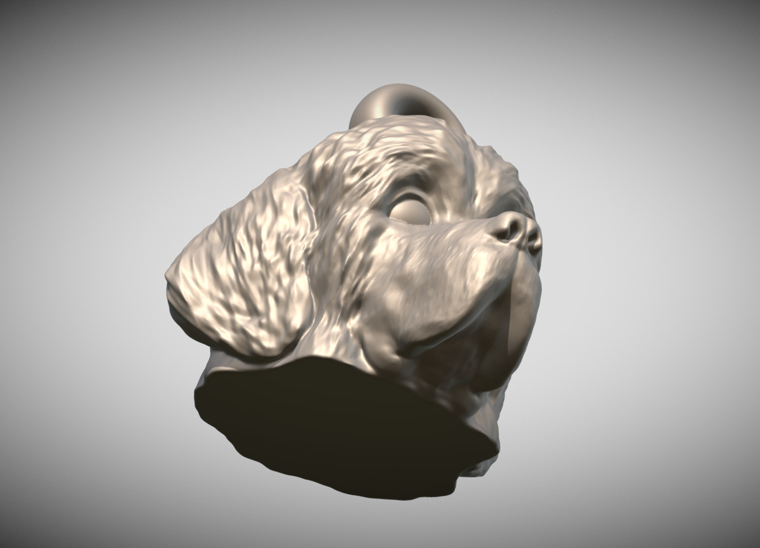 Puppy of Newfoundland head key ring for 3D printing 3D print model_10