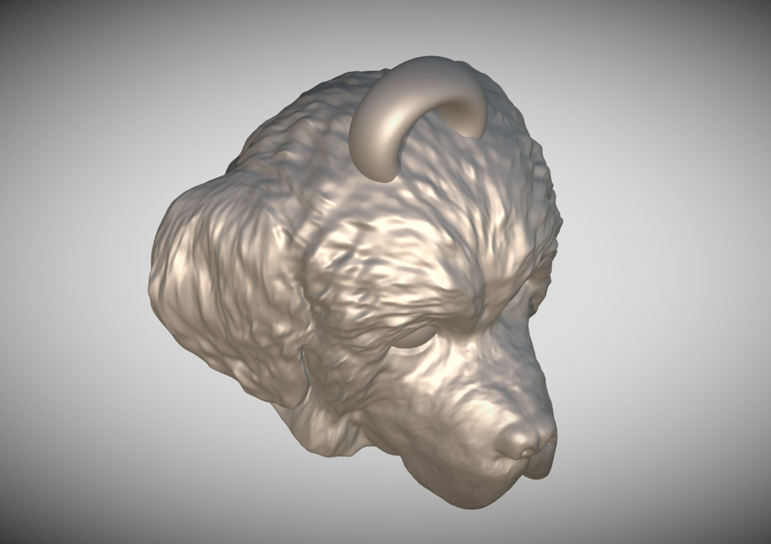 Puppy of Newfoundland head key ring for 3D printing 3D print model_9