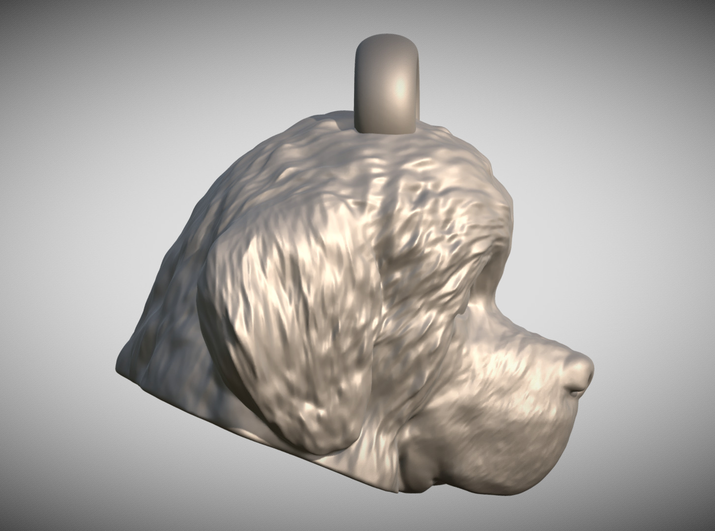 Puppy of Newfoundland head key ring for 3D printing 3D print model_6
