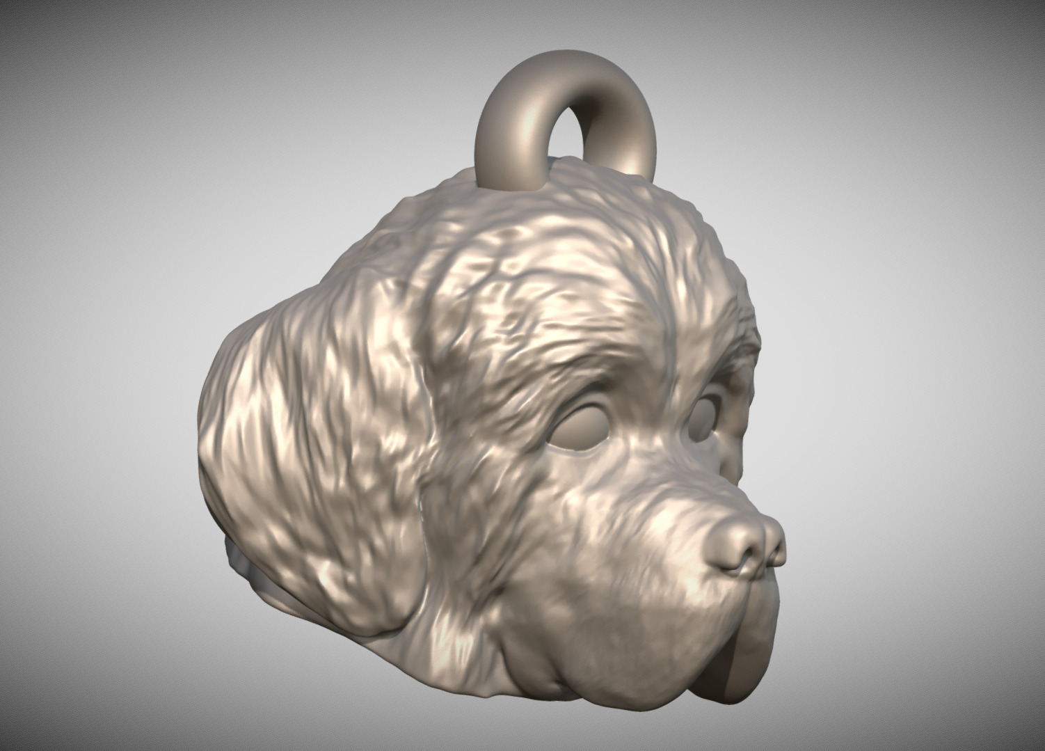 Puppy of Newfoundland head key ring for 3D printing 3D print model_7
