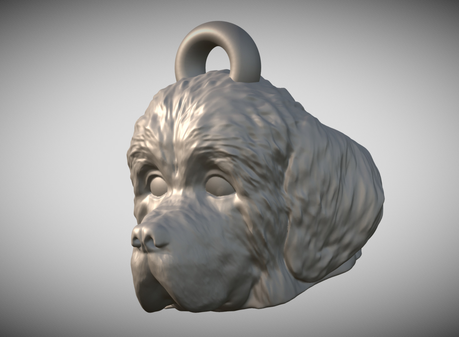 Puppy of Newfoundland head key ring for 3D printing 3D print model_2