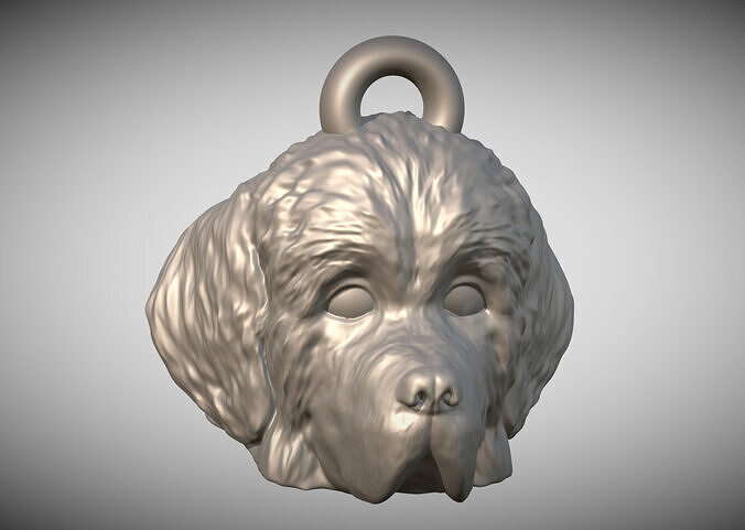 Puppy of Newfoundland head key ring for 3D printing 3D print model