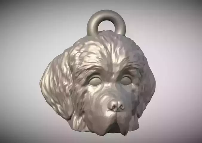 Puppy of Newfoundland head key ring for 3D printing