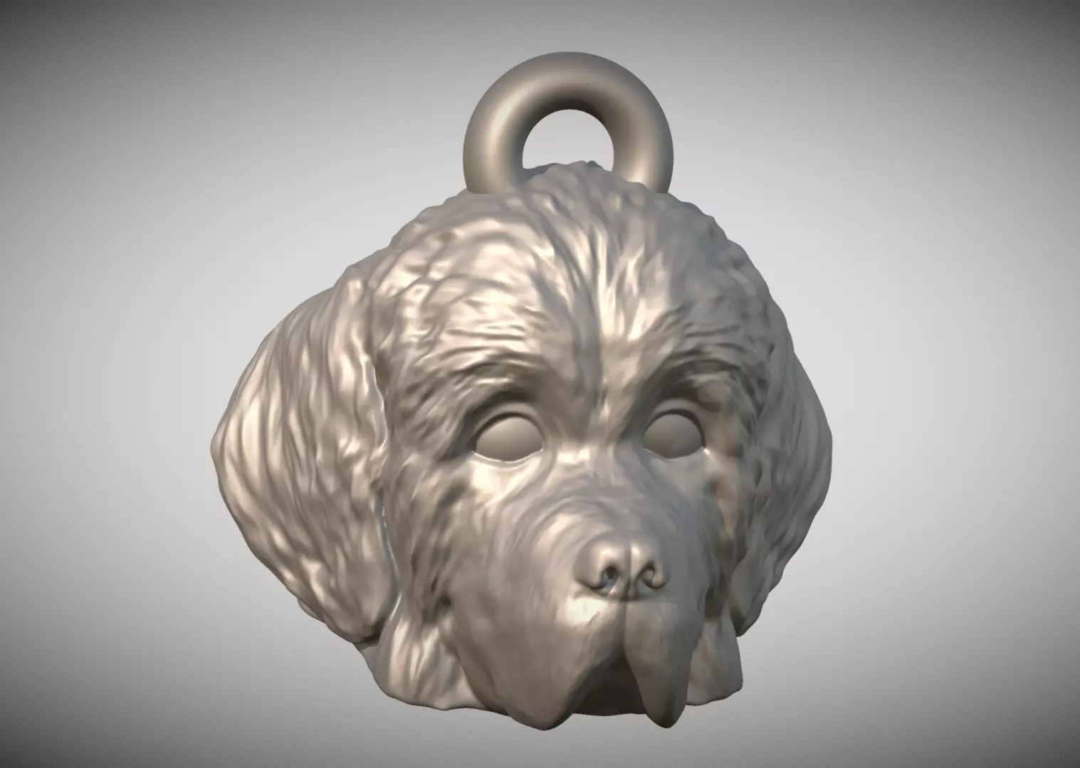 Puppy of Newfoundland head key ring for 3D printing 3D print model_0