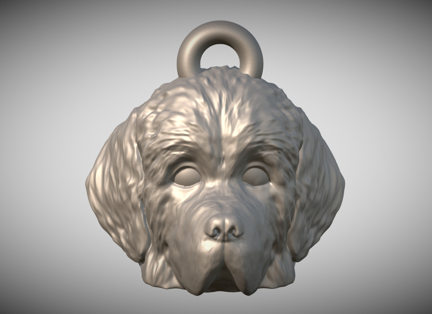 Puppy of Newfoundland head key ring for 3D printing 3D print model_1
