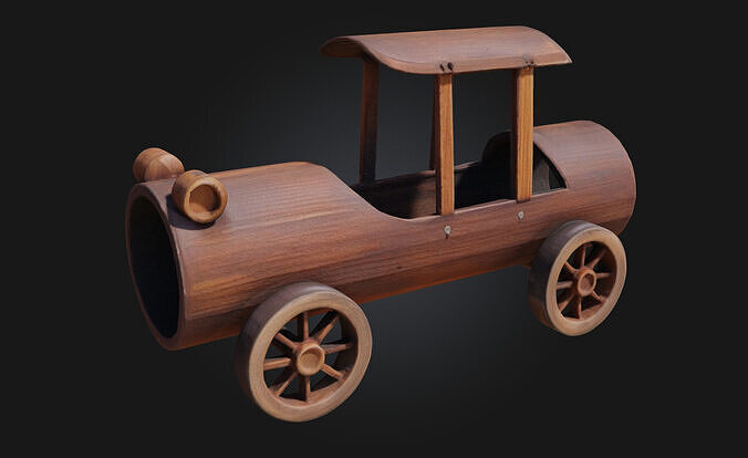 Wooden Toy Car Model  Classic Charm in Miniature 3D model