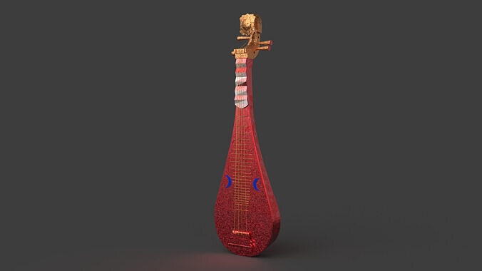 Chinese musical instrument pipa Low-poly 3D model