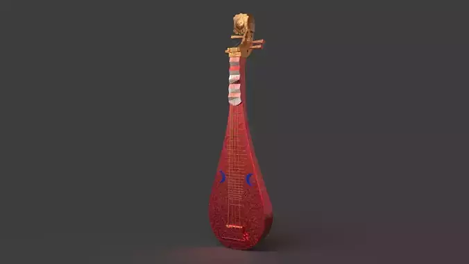 Chinese musical instrument pipa Low-poly 3D model