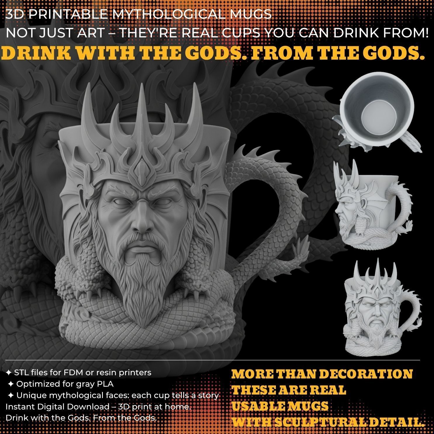Fantasy Themed Mug Collection 3D Printable Model Analysis 3D print model_4