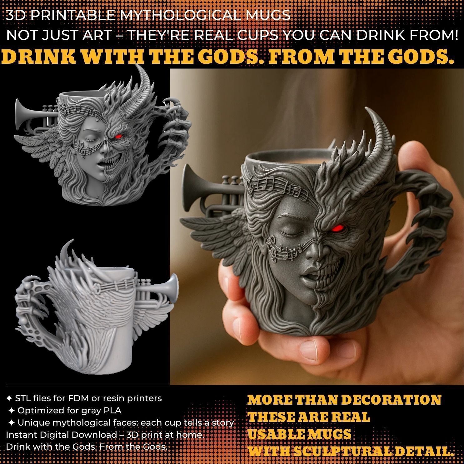 Fantasy Themed Mug Collection 3D Printable Model Analysis 3D print model_7