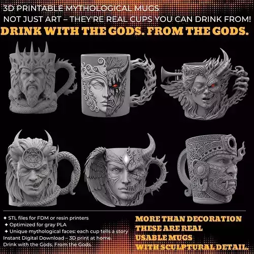 Fantasy Themed Mug Collection 3D Printable Model Analysis