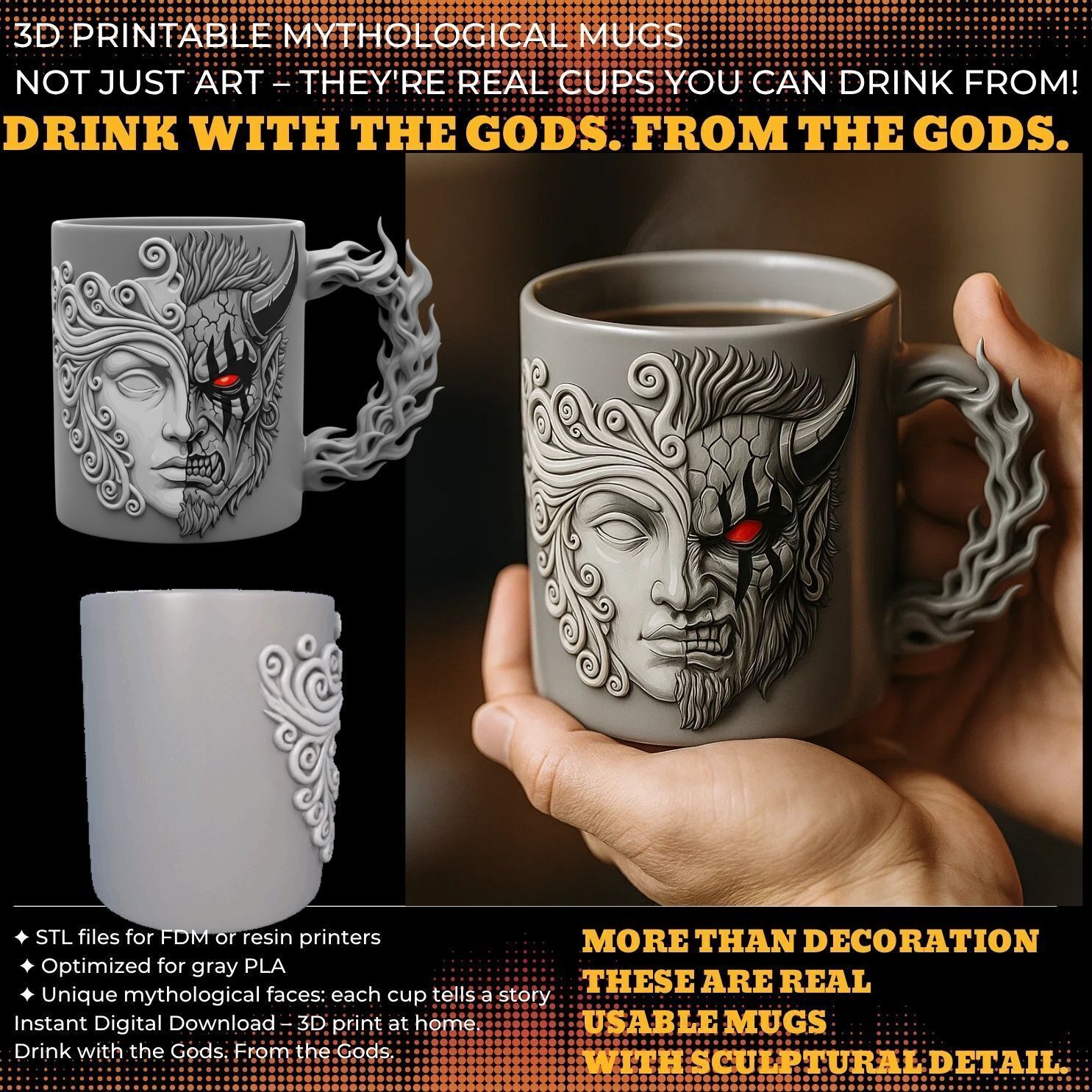 Fantasy Themed Mug Collection 3D Printable Model Analysis 3D print model_8
