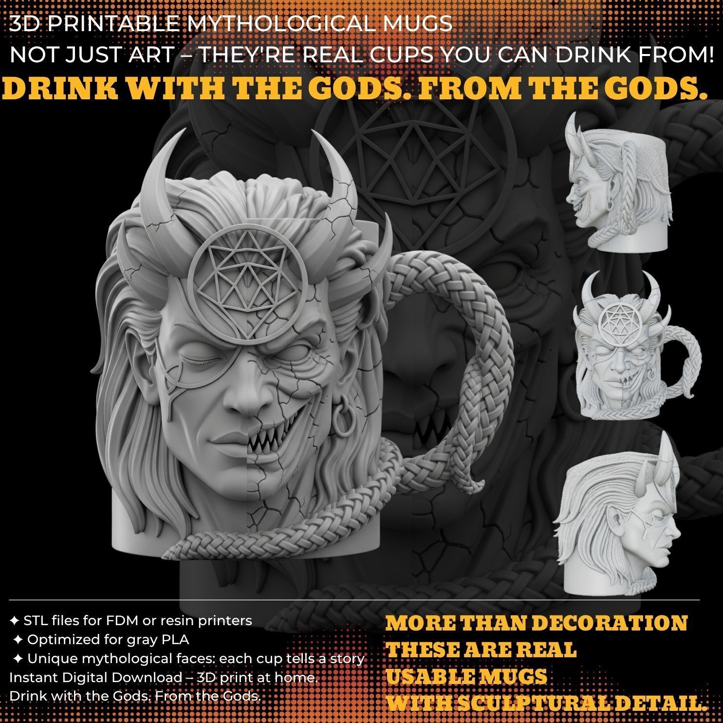 Fantasy Themed Mug Collection 3D Printable Model Analysis 3D print model_3