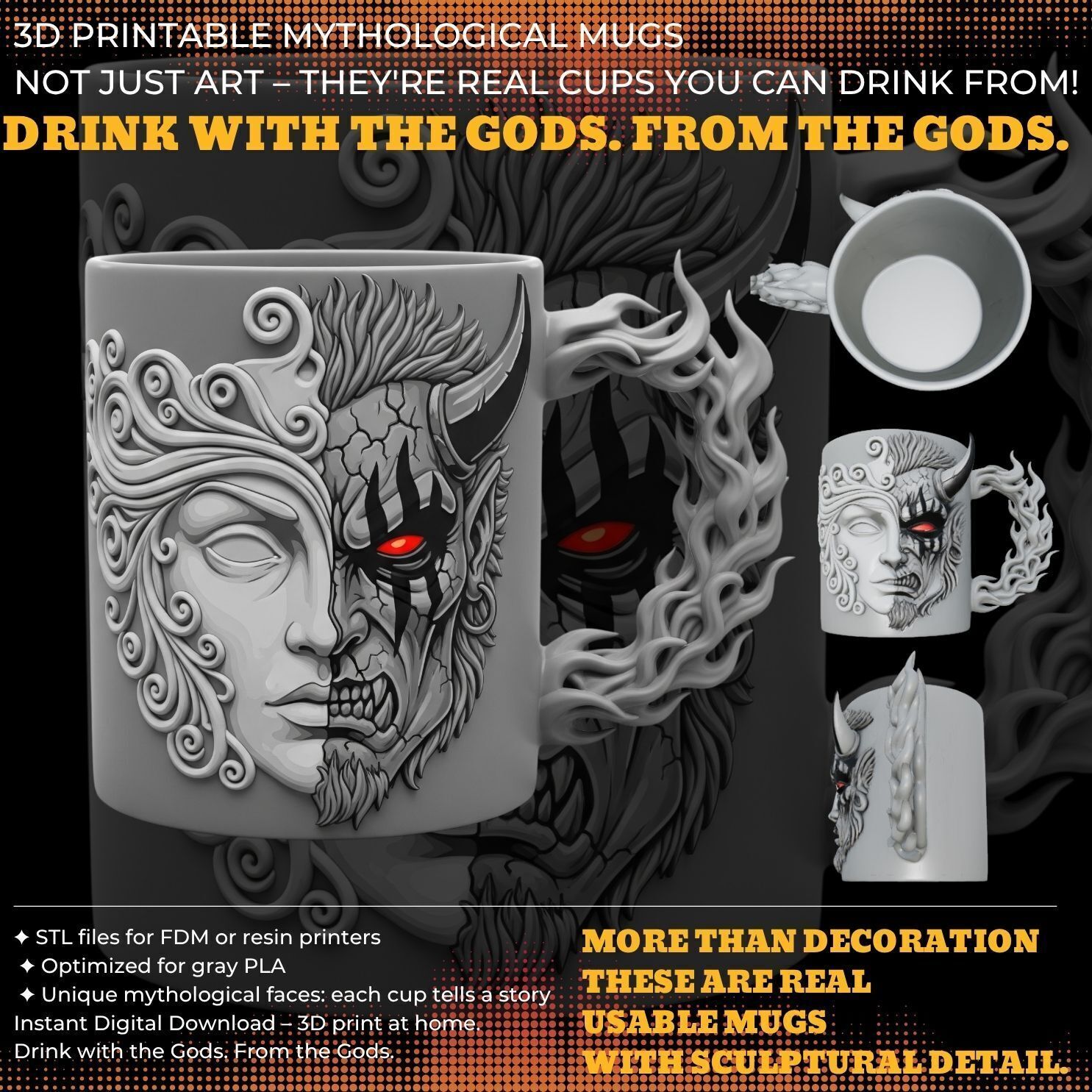 Fantasy Themed Mug Collection 3D Printable Model Analysis 3D print model_6