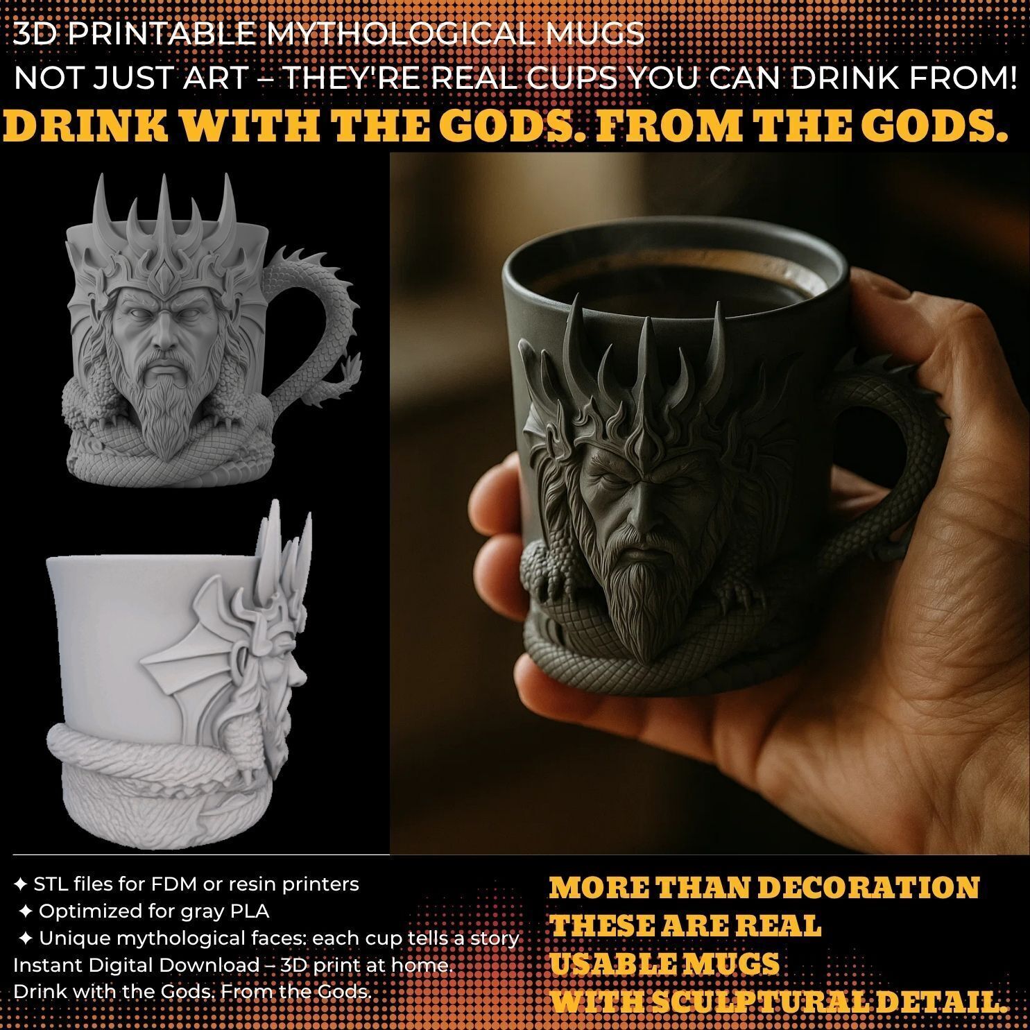 Fantasy Themed Mug Collection 3D Printable Model Analysis 3D print model_9