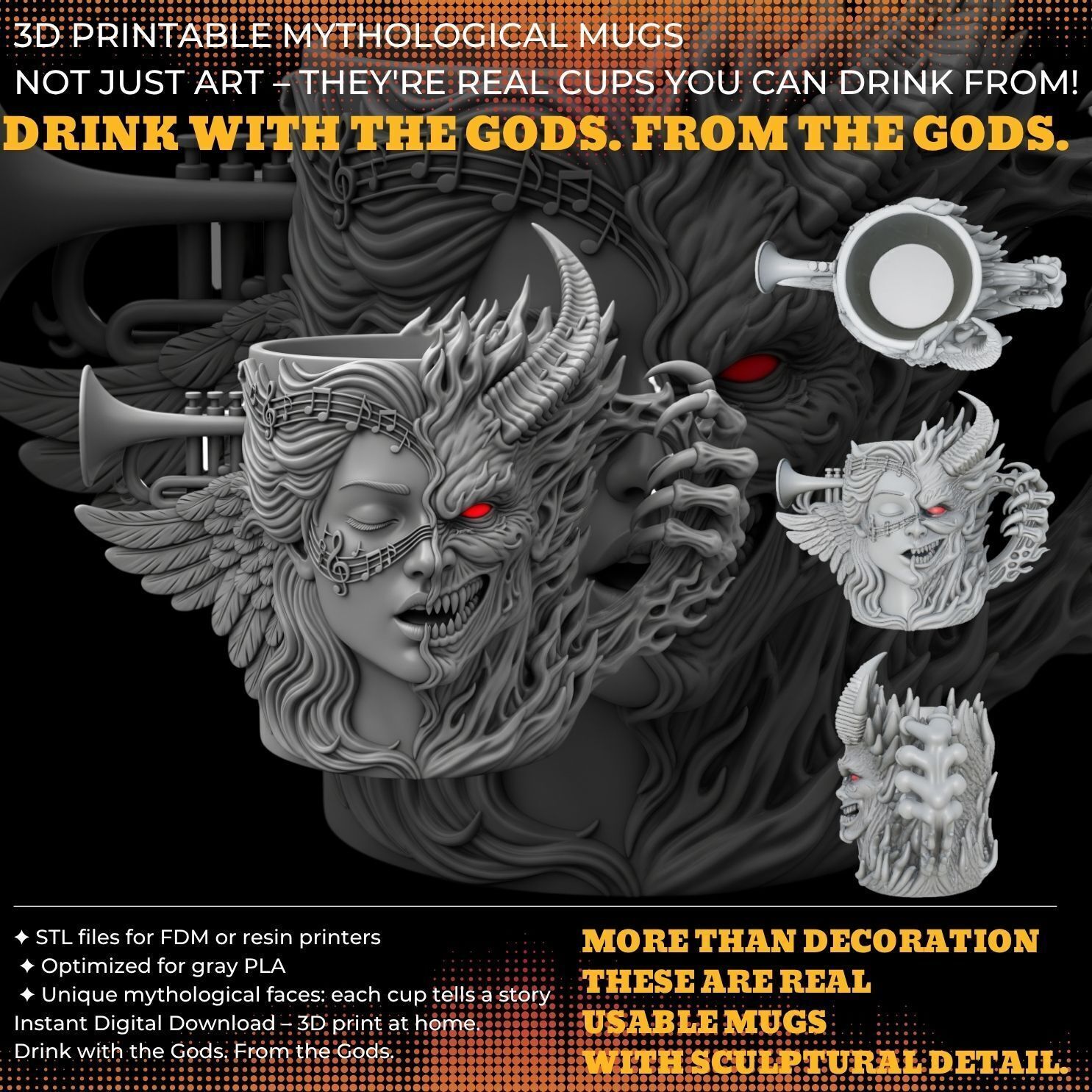 Fantasy Themed Mug Collection 3D Printable Model Analysis 3D print model_5